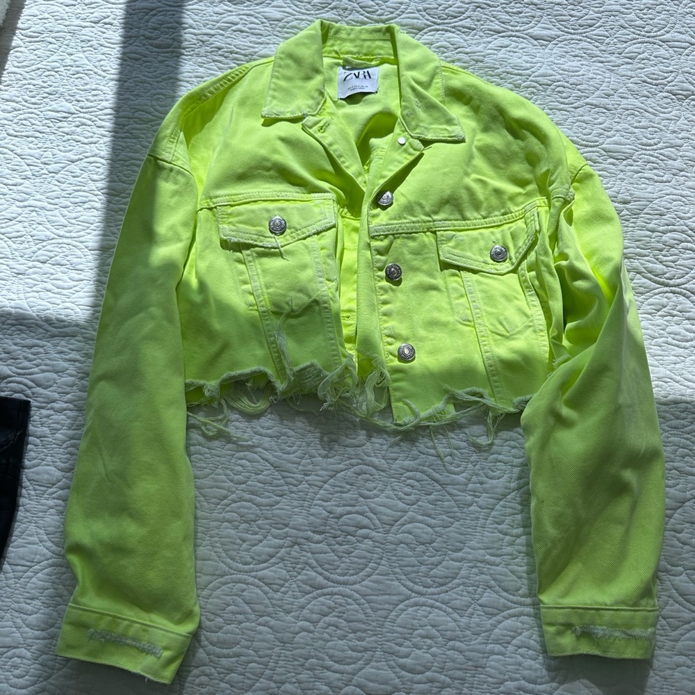 Zara highlight denim crop jacket